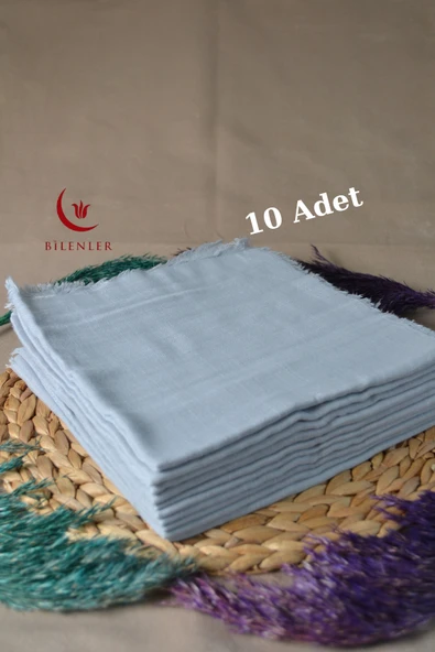 Flamlı Kare Pamuklu Eşarp Gri 10 Adet - Resim 2