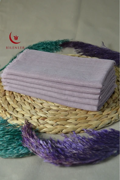 Flamlı Kare Pamuklu Eşarp Lila 5 Adet - Resim 2