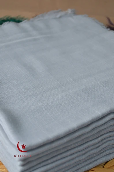 Flamlı Kare Pamuklu Eşarp Gri 10 Adet - Resim 3