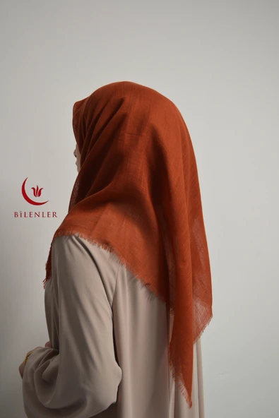 Flamlı Kare Pamuklu Eşarp Kiremit 5 Adet ürün görseli