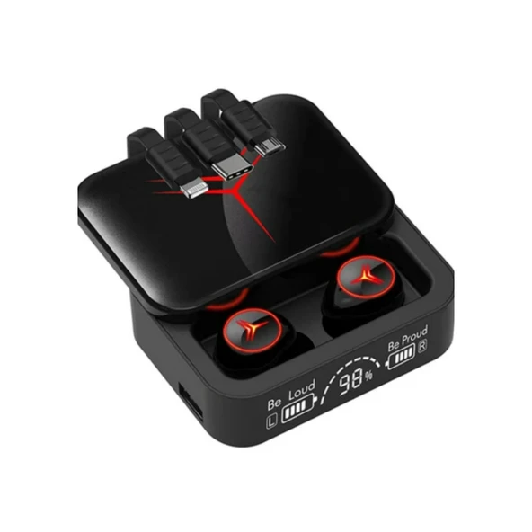 M88 Plus Şarj Göstergeli Powerbank Özellikli Kablosuz Kulakiçi Kulaklık Vantuzlu tutucu HEDİYE - Resim 5