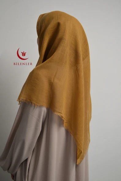 Flamlı Kare Pamuklu Eşarp Hardal 5 Adet ürün görseli