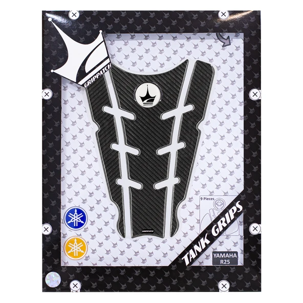 Yamaha R25 2014-2018 ile Uyumlu Kaydırmaz 6D Karbon 9 Parça Tank Pad Seti GC33 - Resim 2