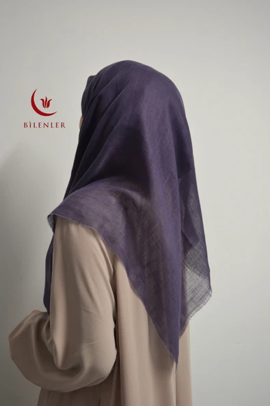 Flamlı Kare Pamuklu Eşarp Mor 10 Adet ürün görseli