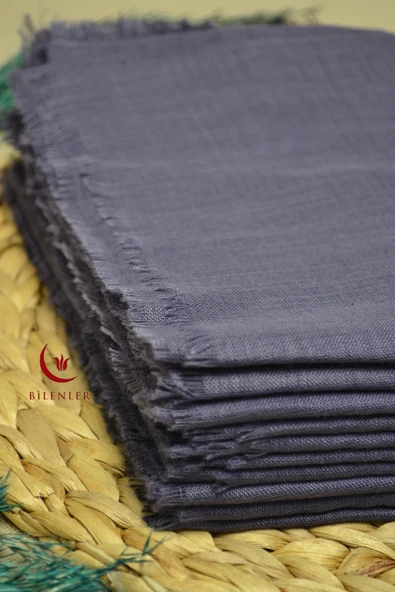 Flamlı Kare Pamuklu Eşarp Mor 10 Adet - Resim 4