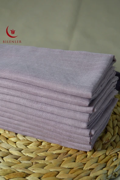 Flamlı Kare Pamuklu Eşarp Lila 10 Adet - Resim 2