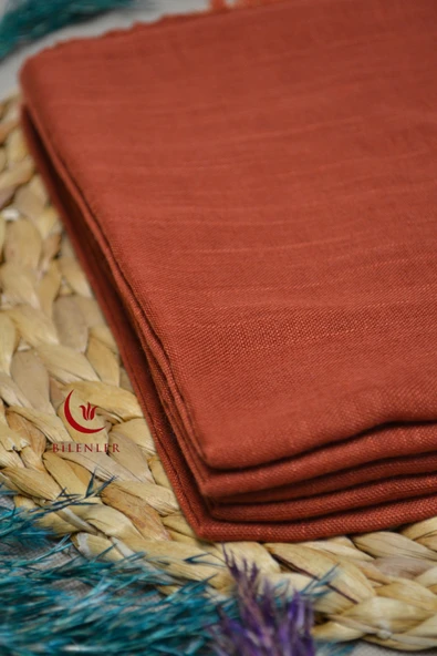 Flamlı Kare Pamuklu Eşarp Kiremit 5 Adet - Resim 3