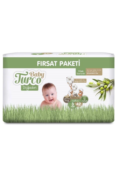 Baby Turco Doğadan Fırsat Paketi Bebek Bezi 3 Numara Midi 42 Adet - 2