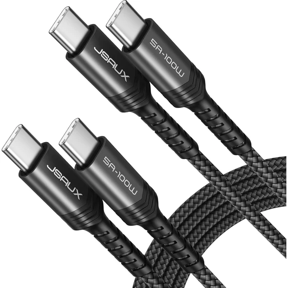 Jsaux Usb C - Usb C Kablosu 100WATT 5 Amper Type-C Süper Hızlı Şarj ve Data Kablosu