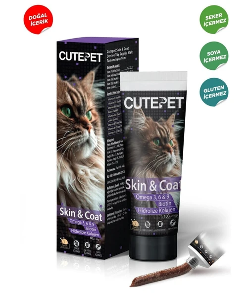 Cutepet Skin & Coat Deri ve Tüy Sağlığı İçin Kedi Maltı 100 gr - 2
