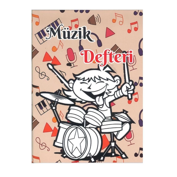 Müzik Defteri Büyük Boy A4 40 Yaprak Karton Kapak Sol Anahtarlı Kareli Müzik Defteri 1 Adet - 2