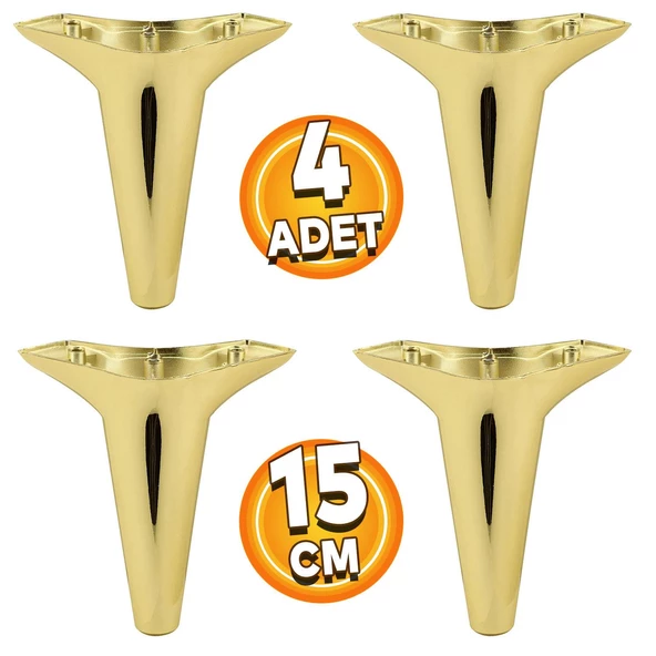 Aspen Lüks Mobilya Kanepe Koltuk Tv Ünitesi Baza Ayağı Ayakları 15 Cm Gold Atın (4 ADET) Plastik