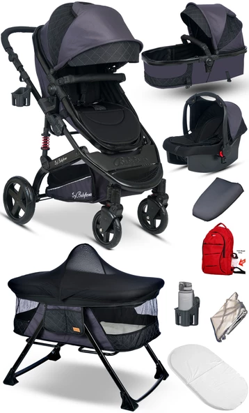 9 İn 1 Set Baby Home 946 Single-to Travel Sistem Bebek Arabası Ve 510 Lulla-go Anne Yanı Bebek Sepeti Beşik - 4