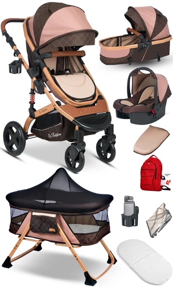 9 İn 1 Set Baby Home 946 Single-to Travel Sistem Bebek Arabası Ve 510 Lulla-go Anne Yanı Bebek Sepeti Beşik - 3