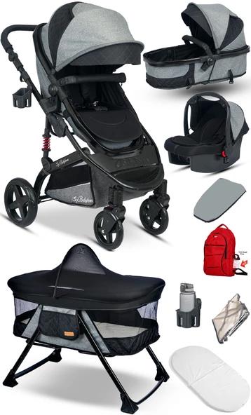 9 İn 1 Set Baby Home 946 Single-to Travel Sistem Bebek Arabası Ve 510 Lulla-go Anne Yanı Bebek Sepeti Beşik - 2