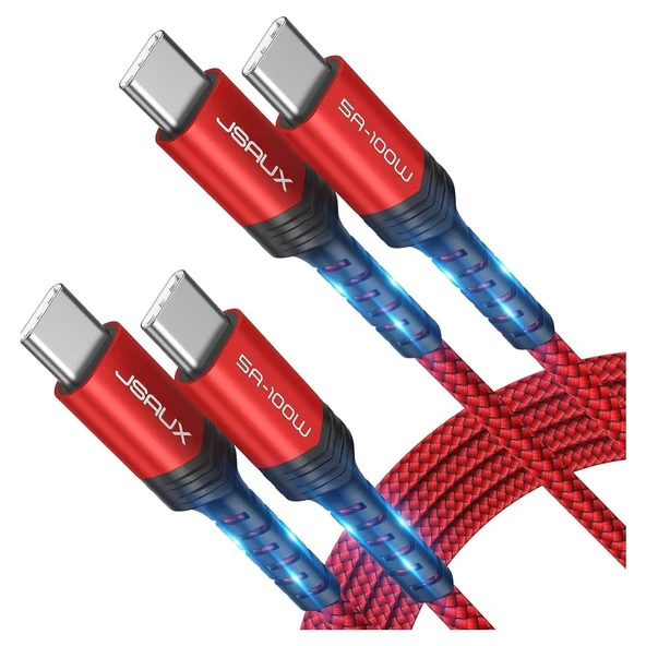 Jsaux Usb C - Usb C Kablosu 100WATT 5 Amper Type-C Süper Hızlı Şarj ve Data Kablosu CC00202K2