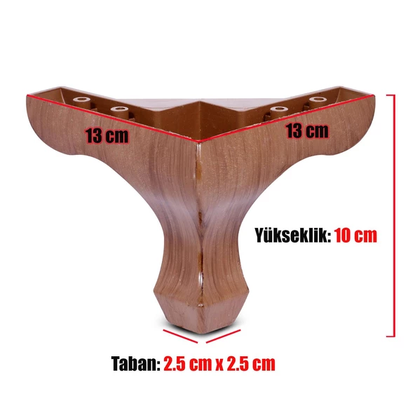 Dolap Mobilya Kanepe Koltuk Sehpa Puf Koltuk Ayağı Ayakları 10 Cm Kahverengi Baza Ayakları - 3