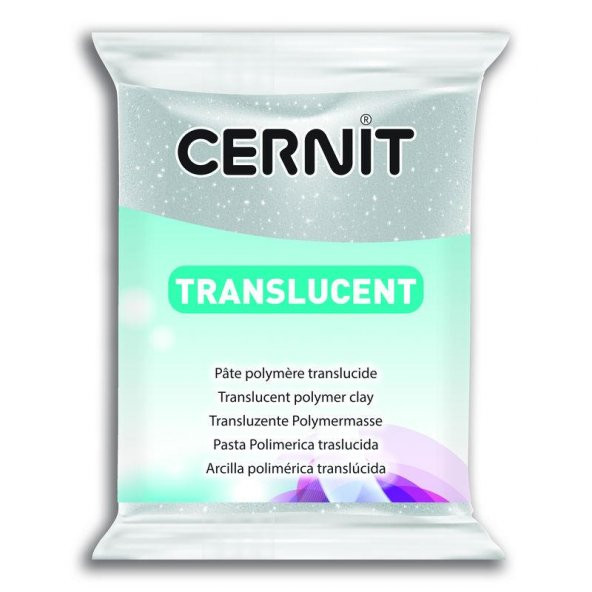 Cernit Translucent (Transparan) Polimer Kil 56 gr 080 Glitter Silver