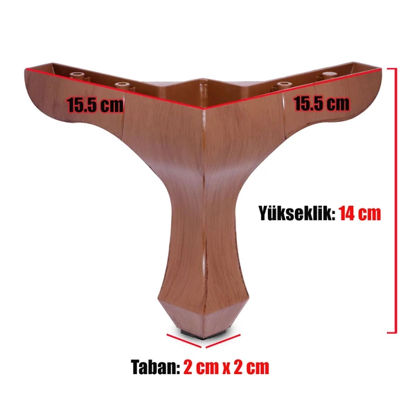 Mobilya Kanepe Sehpa Puf Koltuk Ayağı 14 Cm Kahve Baza Ayakları (4 ADET) - 4