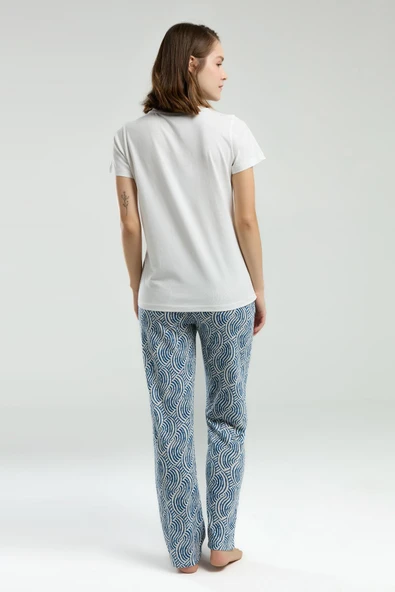 Arnetta 3305 Great Moments To Enjoy Kadın Beyaz Kısa Kol Pijama Takım - 5