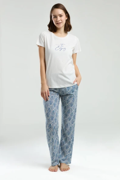 Arnetta 3305 Great Moments To Enjoy Kadın Beyaz Kısa Kol Pijama Takım - 2