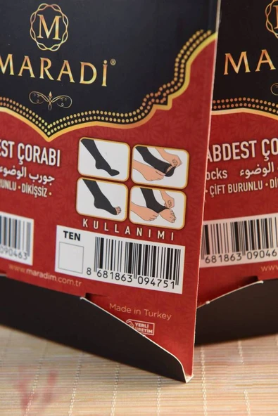 Pratik Abdest Çorabı İkili Takım Siyah ve Ten Renk - Resim 2