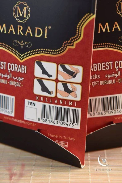 Pratik Abdest Çorabı İkili Takım Siyah ve Ten Renk - 3