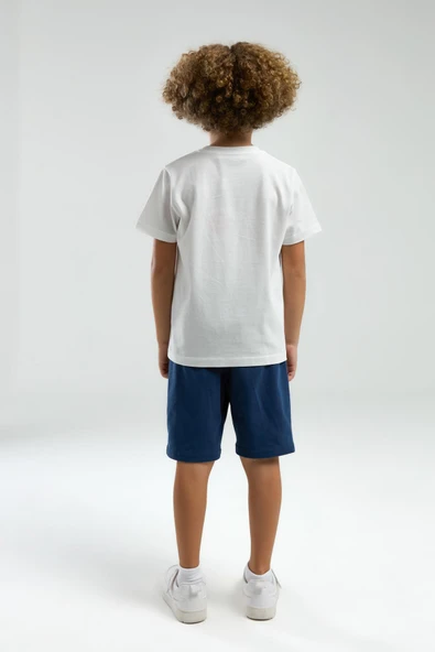 Arnetta 3304 Garson Erkek Çocuk Beyaz Kısa Kollu Şortlu Bermuda Pijama Takım - 4