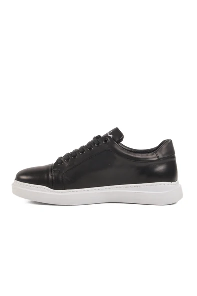 Ayakmod Siyah Beyaz Hakiki Deri Erkek Sneaker Premium 2040 M - 2