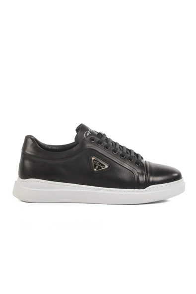 Ayakmod Siyah Beyaz Hakiki Deri Erkek Sneaker Premium 2040 M