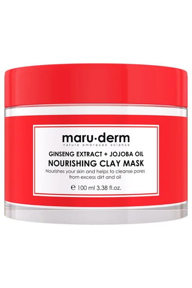 MARU.DERM Kil Maskesi | Ginseng Özü + Jojoba Yağı Besleyici Kil Maskesi 100 ML | Tüm Cilt Tipleri | Vegan