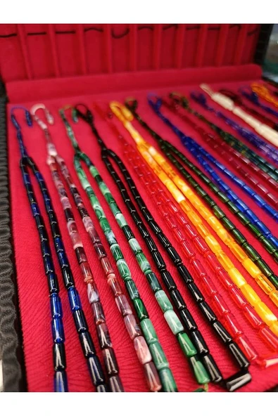 3 ADET KESME KESİM TOZ KEHRİBAR TESBİH KARIŞIK RENKLİ SİSTEMLİ 11MMX5MM ÖZEL ÖLÇÜ