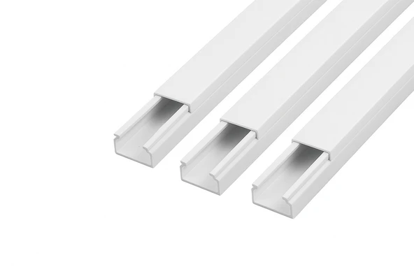 3'lü 1 Metre Kablo Kanalı Seti 12x12mm PVC Yapışkanlı Kolay Montajlı Kablo Düzenleyici