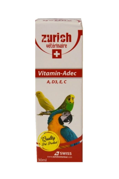 Zurich Kuş Vitamini A, D3, E, C Vitaminleri 30 Ml