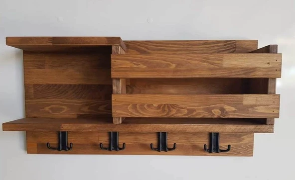 KUZELA  Ahşap Çok Amaçlı Banyo Askılık ve Raf.