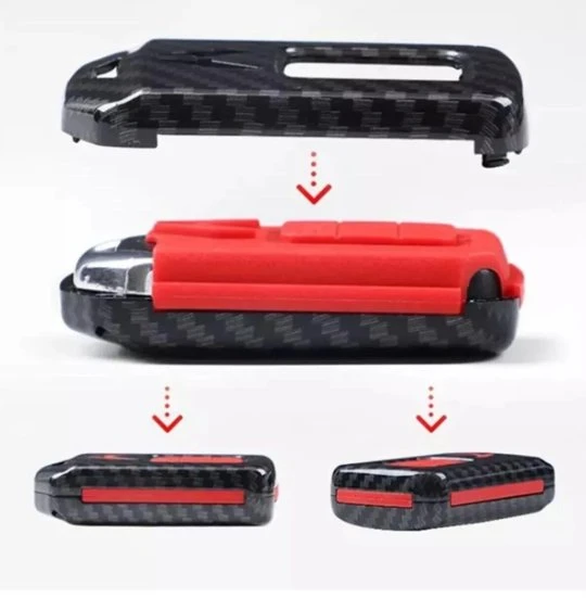 Honda Civic FC5 FB7 FK7 Accord-Crv City Karbon Kırmızı - Siyah Anahtar Kılıfı Start Stoplu Model - Resim 2