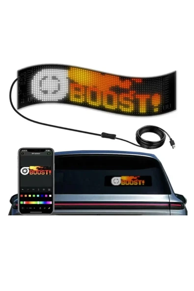 Led Ekran Matrix Panel Cama Yapışan  16X96 Telefon App Kontrol Digital Araba Yazısı