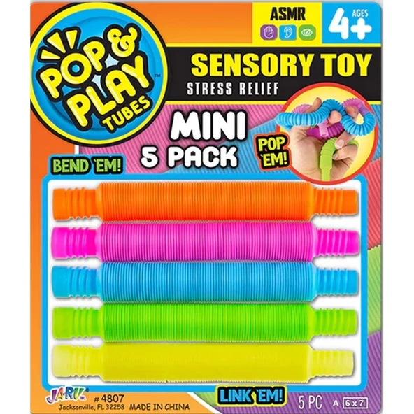 Pop & Play Tubes Duyusal Stres Oyuncağı Mini 5'li - ASMR