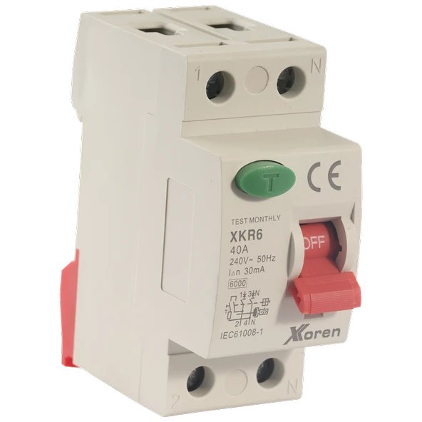 XKOREN 40A 6kA 30mA 2 Kutup (Elektronik-AC Tip Hayat Koruma) Kaçak Akım Koruma Şalteri