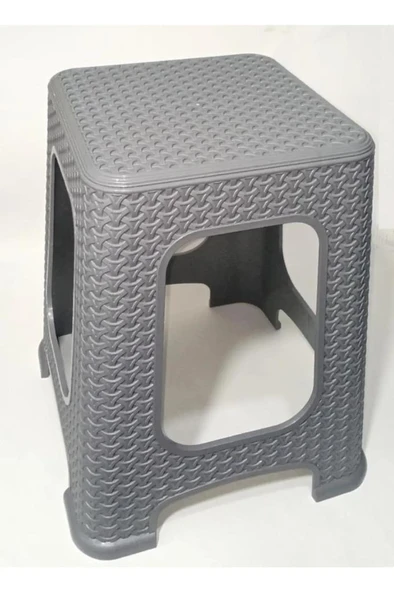 4 Adet Büyük Gri Kir Tutmaz 45 cm Tabure Hasır Örgü Yemek (483483) - Resim 2