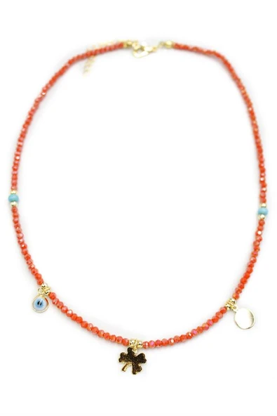 Yonca Boncuk Kolye - Nar Çiçeği - Resim 2