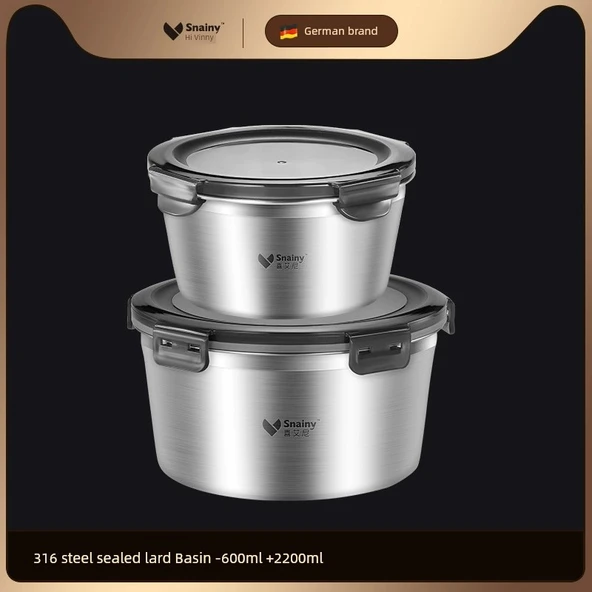 Kapaklı 316 Paslanmaz Çelik Yağdanlık Kombinasyonu - 600ml ve 2200ml