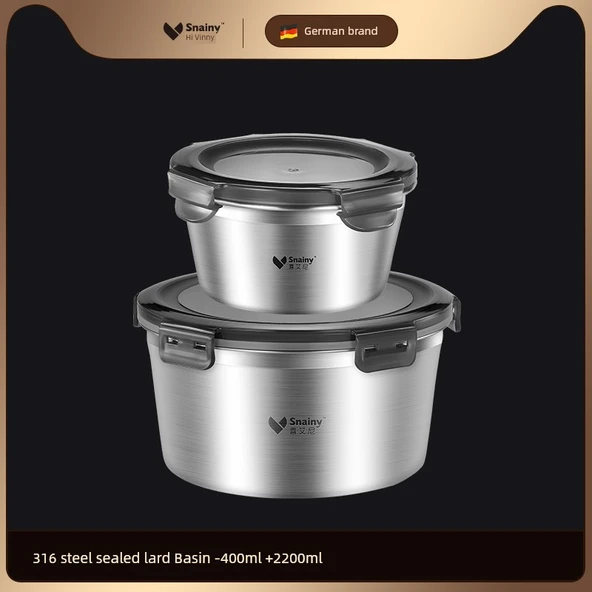 Kapaklı 316 Paslanmaz Çelik Yağdanlık Kombinasyonu - 400ml ve 2200ml