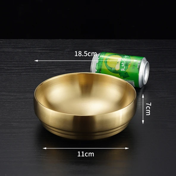 Çift Katmanlı Kore Usulü Bibimbap Kasesi 19cm Altın - 1100ml
