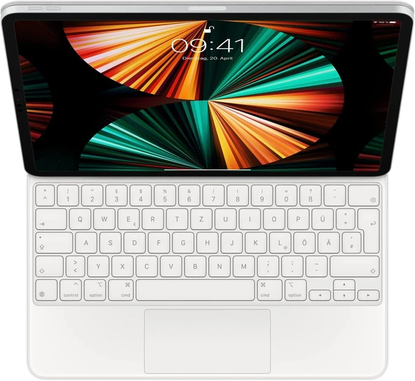 Apple Magic Keyboard: 12.9 inç iPad Pro için iPad klavyesi ve kılıfı, harika yazma deneyimi, yerleşik trackpad, Almanca - Beyaz - 4