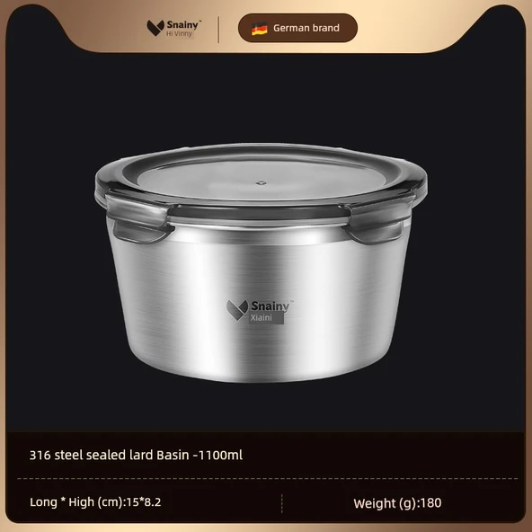Kapaklı 316 Paslanmaz Çelik Yağdanlık - 1100ml