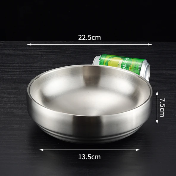 Çift Katmanlı Kore Usulü Bibimbap Kasesi 23cm Gümüş - 1700ml