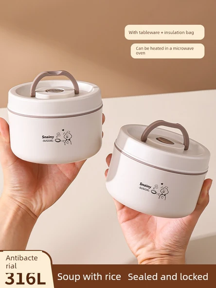 Çocuklar için Kapaklı Yalıtımlı Paslanmaz Çelik Kase - 316L Gizemli Kahve 600ml + 600ml Yemek Takımı ve Yalıtım Çantalı - 2
