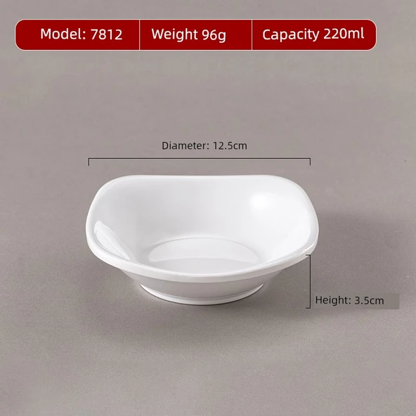 Porselen Desenli Çin Hızlı Yemek Kasesi 4.5 inç - 7812 Beyaz