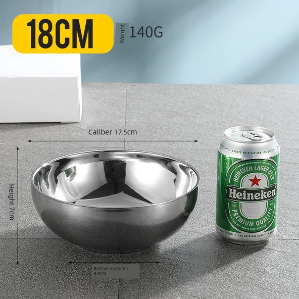 Çift Katmanlı Yalıtımlı Paslanmaz Çelik Çocuk Kasesi - 18cm
